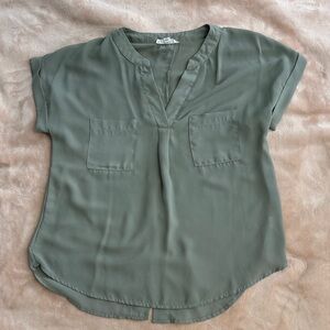 Mine Olive Short Sleeve Blouse